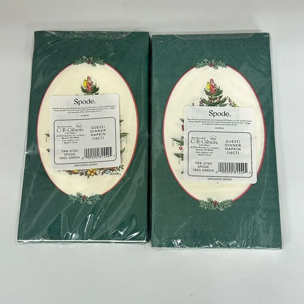 Lot of 4 Spode Christmas Tree C.R. Gibson 16 Ct Guest Dinner Napkins Sealed